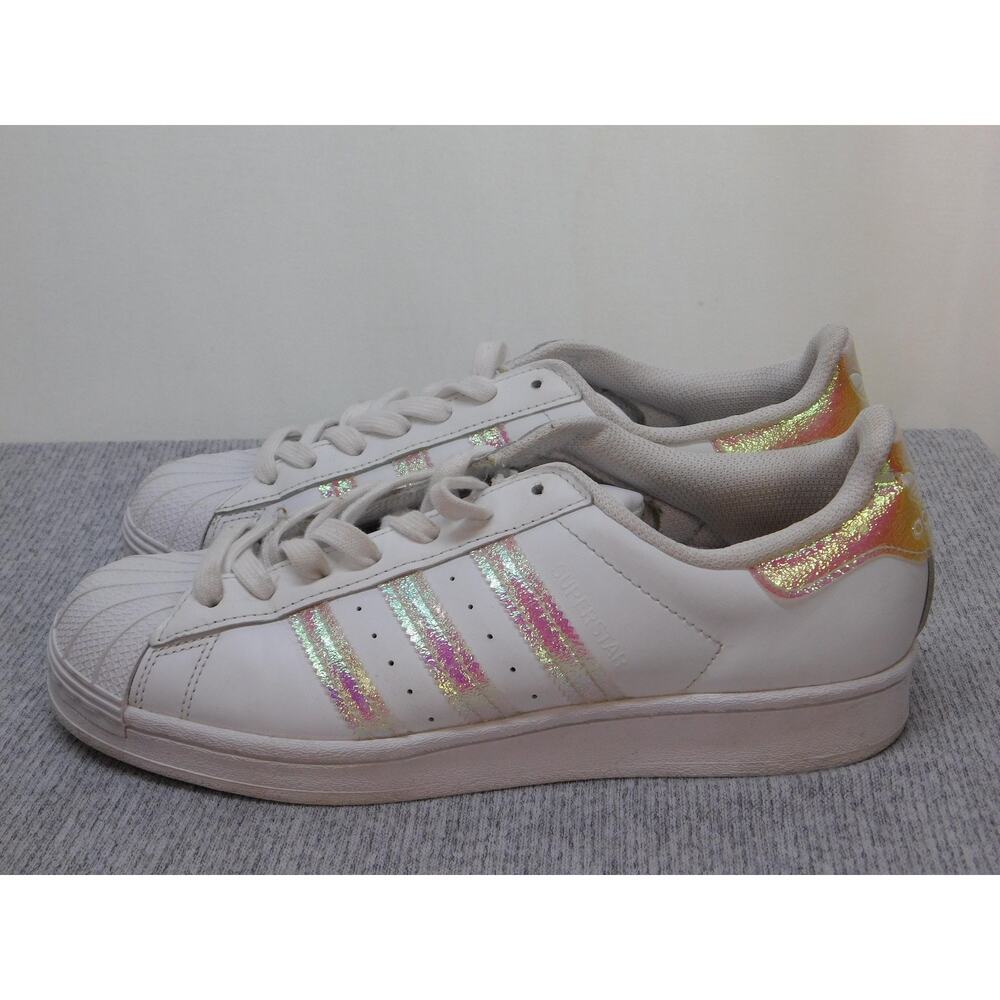 Adidas Superstar Shoes M7 W9 White Iridescent Stripes FV3139 Sneakers